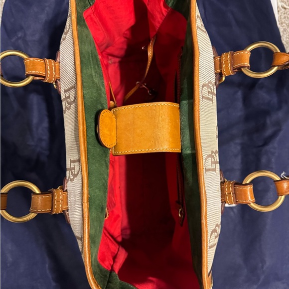 Dooney & Bourke Beige and Brown Logo Tote - Picture 3 of 4